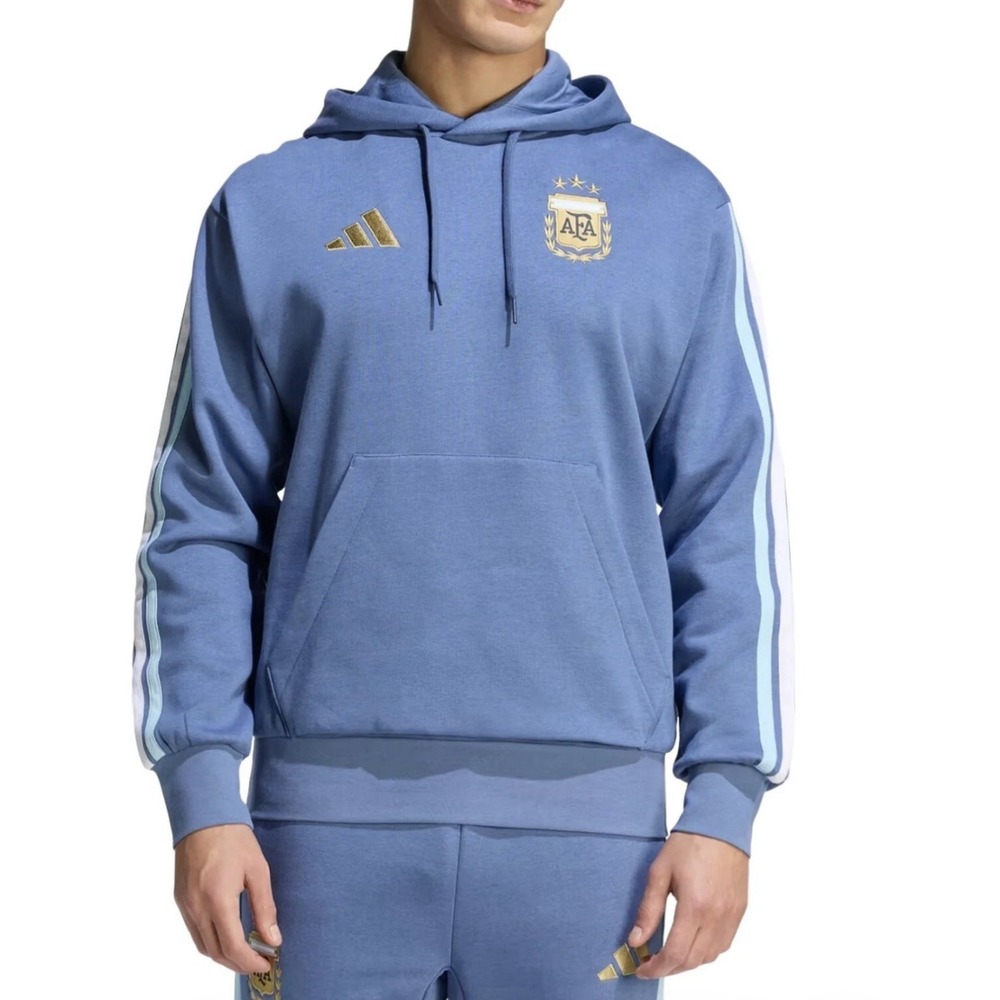Adidas Argentina Soccer Team AFA Men's DNA Fleece Hoodie Size L Blue New